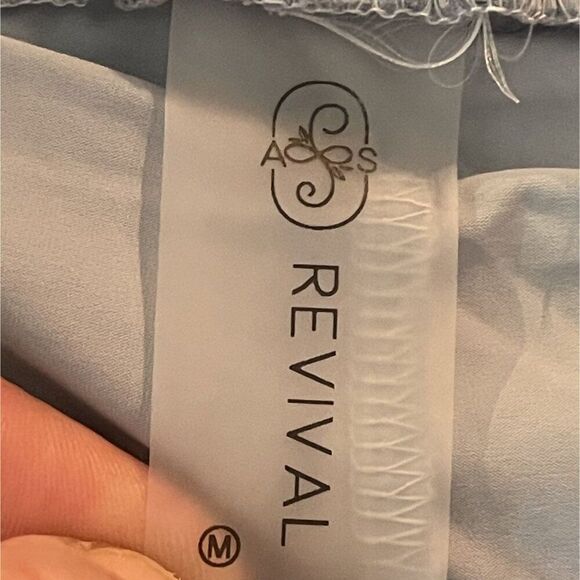 ASOS Revival Women's Light GreyBlue Flowing Shorts Size M, Built in lycra shorts - Picture 3 of 11